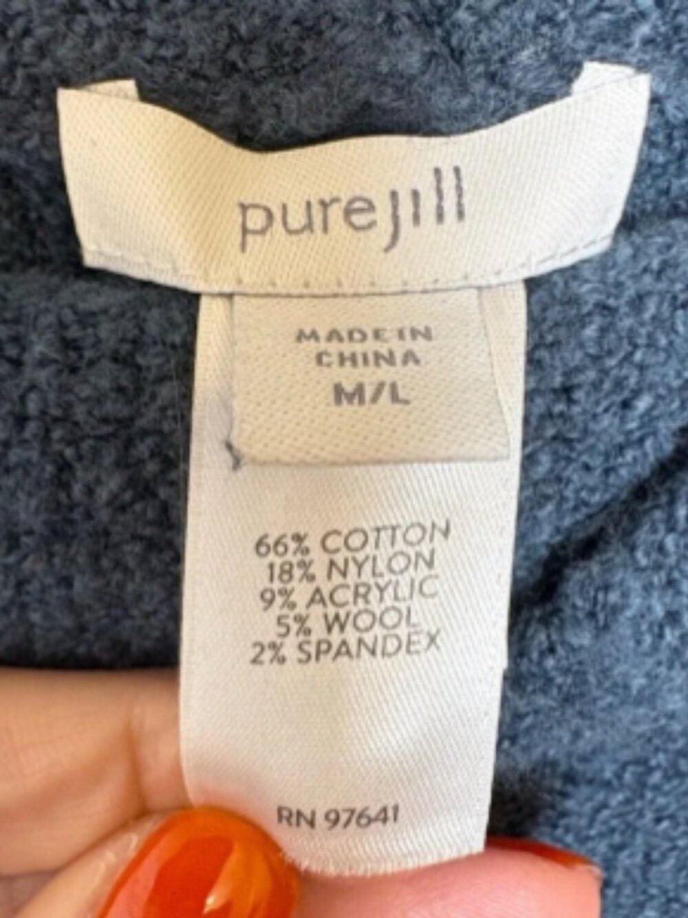 Pure Jill Blue Oversized Sweater Tunic Mock Neck with Side-Tie M/L - Picture 6 of 10